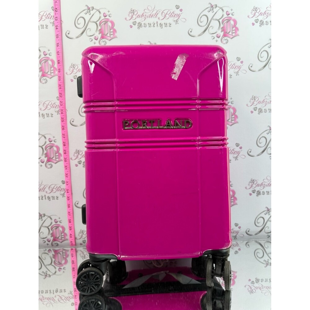 Portland luggage shiny bright neon pink Hard Shell Carry-On Luggage - Hot Pink